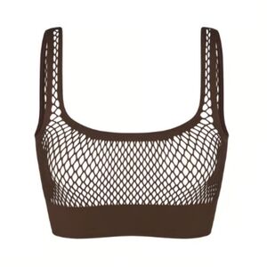 NWT SKIMS Army Warp Knit Scoop Neck Bralette in Oxide Brown